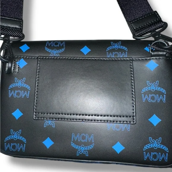 MCM Color Splash Logo Small Crossbody Bag in "Vallarta Blue" Colorway UNISEX NWT - Picture 8 of 15